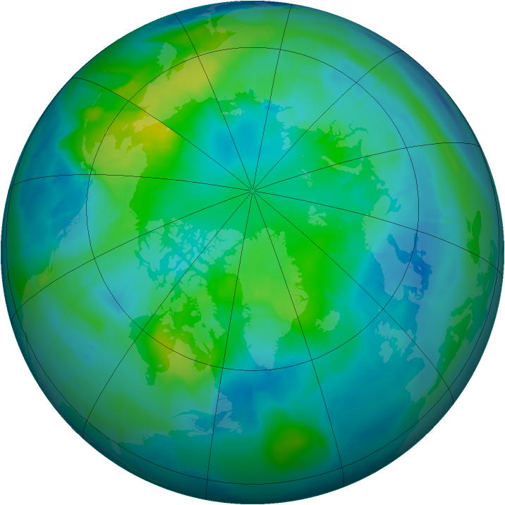 Arctic ozone map for 08 October 2013